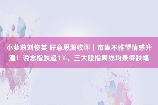 小萝莉刘俊英 好意思股收评｜市集不雅望情感升温！说念指跌超1%，三大股指周线均录得跌幅