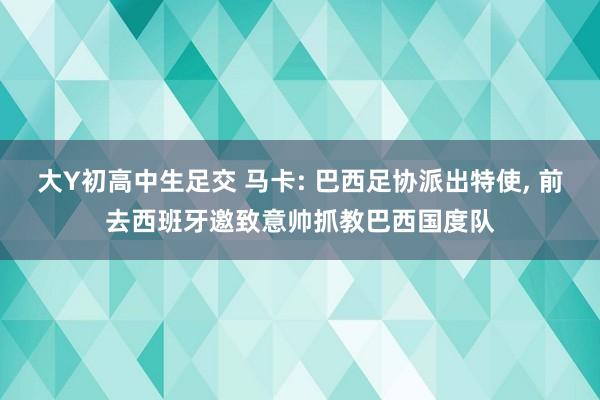 大Y初高中生足交 马卡: 巴西足协派出特使, 前去西班牙邀致意帅抓教巴西国度队